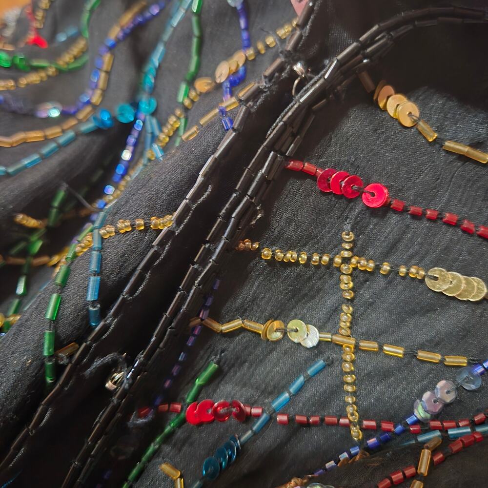 Laurence Kazar Vintage Black Silk Beaded Sequin Fireworks Evening Jacket - Picture 5 of 14